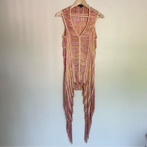 Topshop Boho Rainbow Fringe Top Coverup RARE!! Size